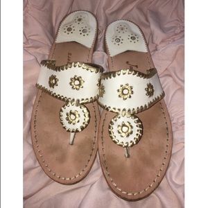 Jack Rogers Nantucket gold size 8 white/gold